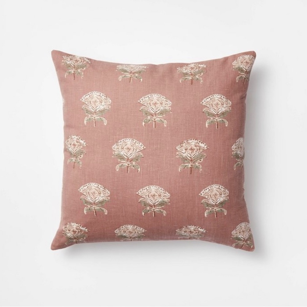 Studio McGee Threshold Floral Block Print Square Throw Pillow